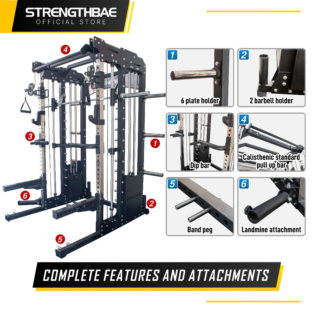Jual All In 1 Trainer STRENGTHBAE Power Rack Smith Machine Cable ...
