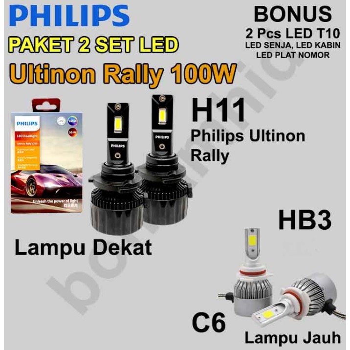 Jual L- Rally Paket 2Set LED Philips Ultinon Rally 50W Lampu Dekat ...