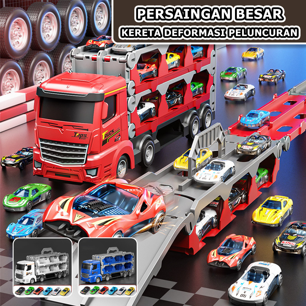 Jual Container Alloy Fire Truck Mainan Model Anak Catapult Inertia ...
