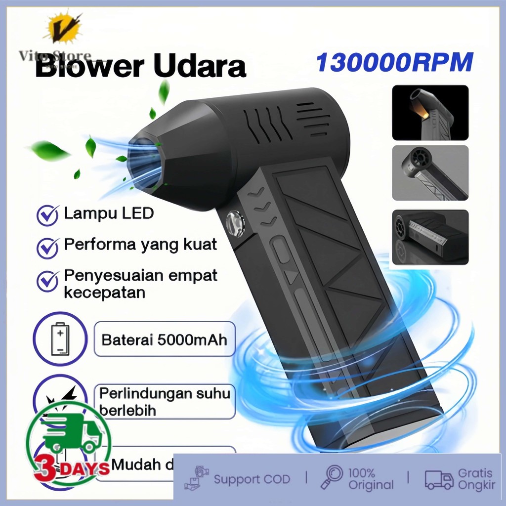 Mini Turbo Jet Fan Turbo Violent Fan 130000rpm Collettore di polveri ad Aria compressa, Soffiatore Manuale 3 in 1 Ventola violenta, Aspirapolvere, Martello per finestre, Mini Blower Jet Fan