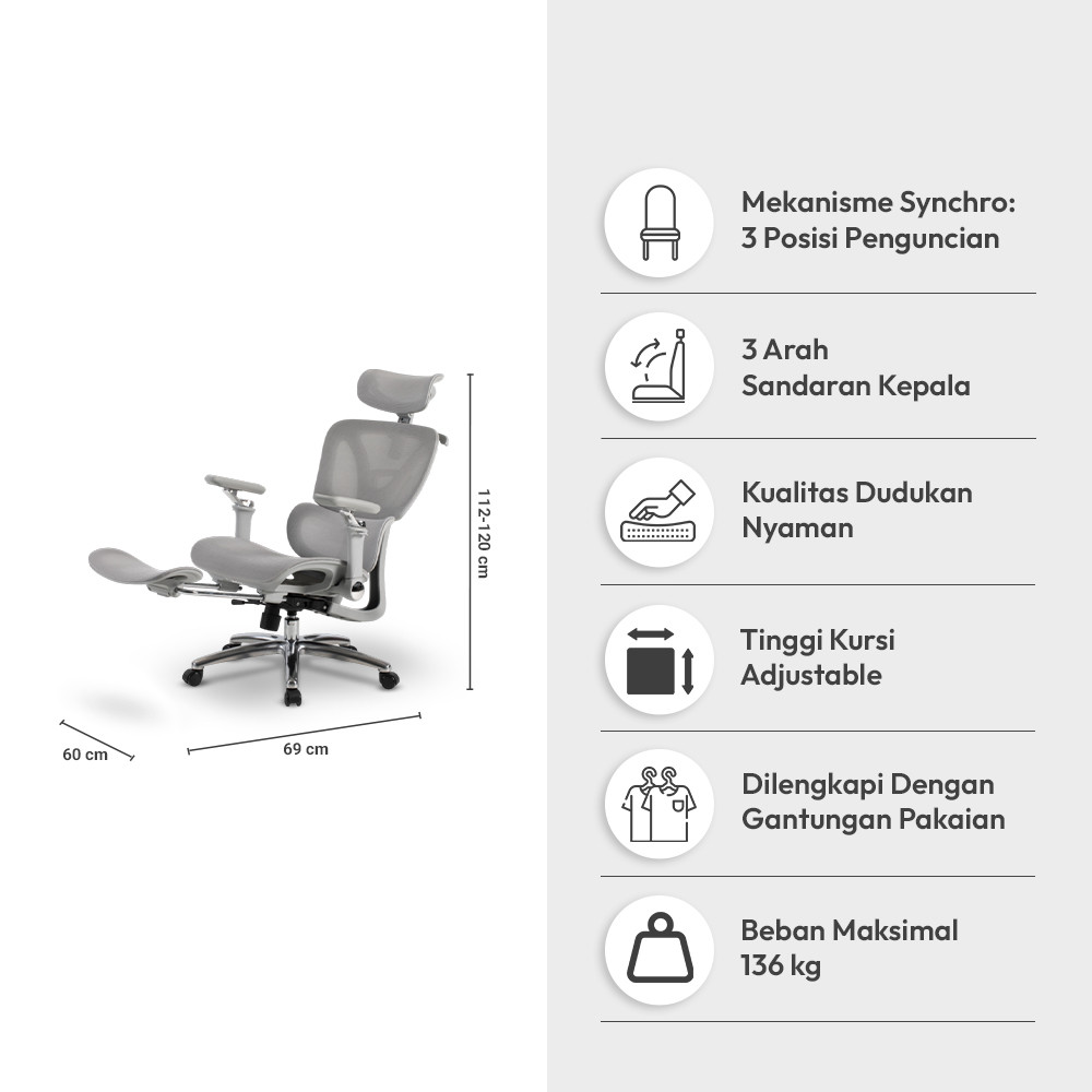 Jual Informa Lynyx Kursi Kantor Sandaran Tinggi - Abu-Abu Tempat Duduk ...