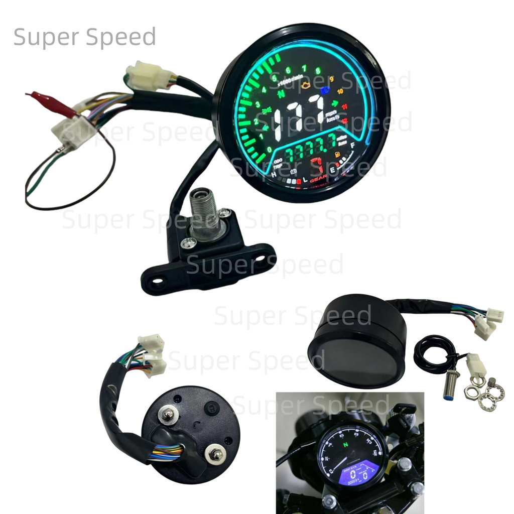 Jual Motorcycle Universal LED Speedometer Digital Moto Dashboard Cafe ...