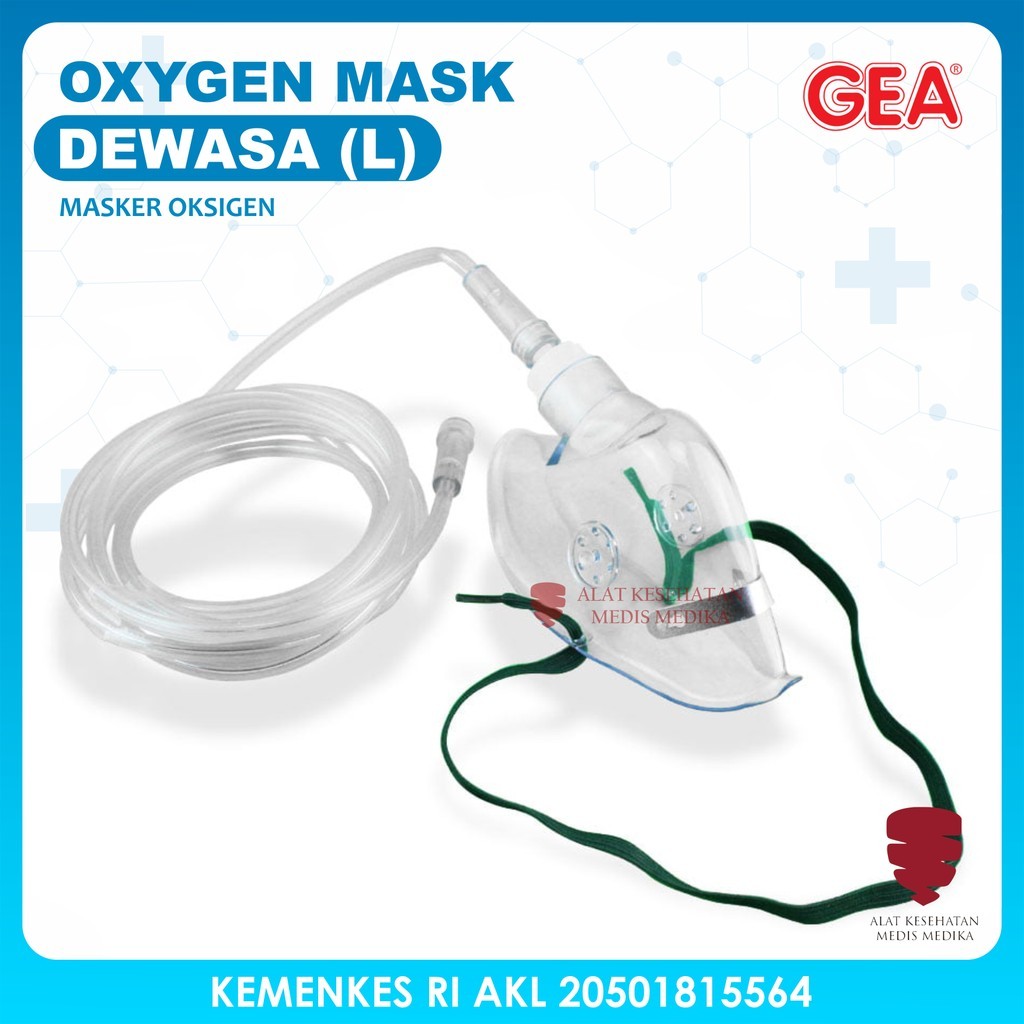 Jual Oxygen Mask Adult GEA Masker Oksigen Dewasa Selang Penapasan Nasal ...