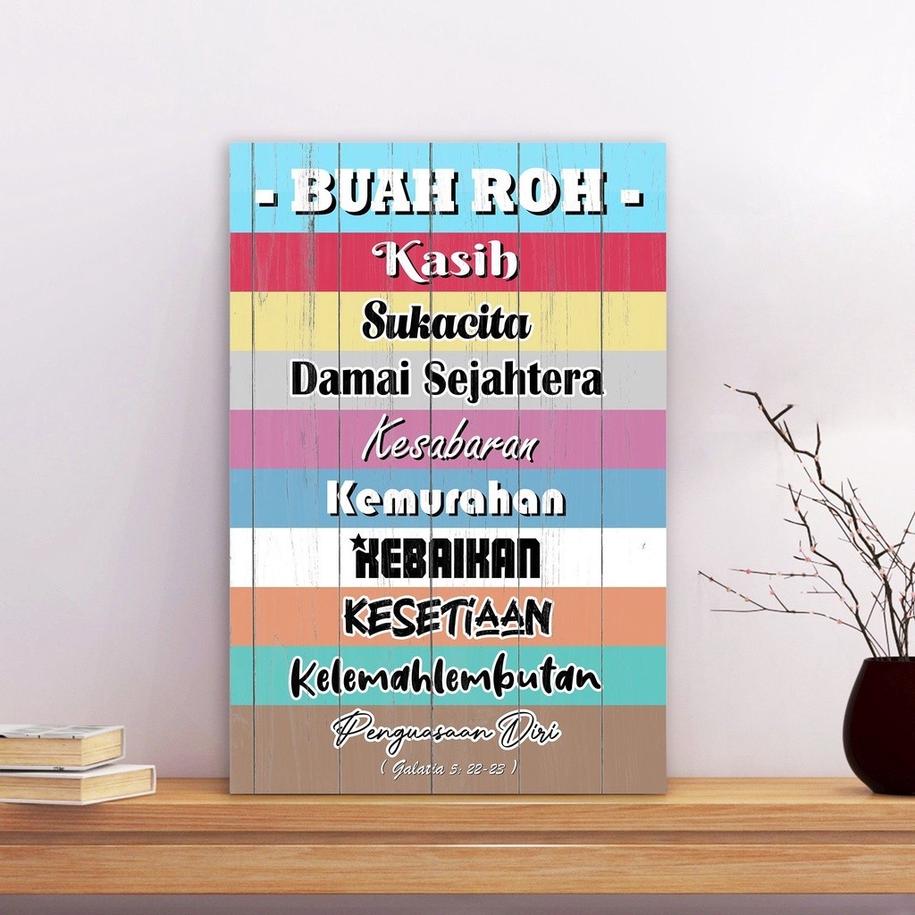 Jual poster kayu buah roh hiasan dinding rohani kristen / katolik ...