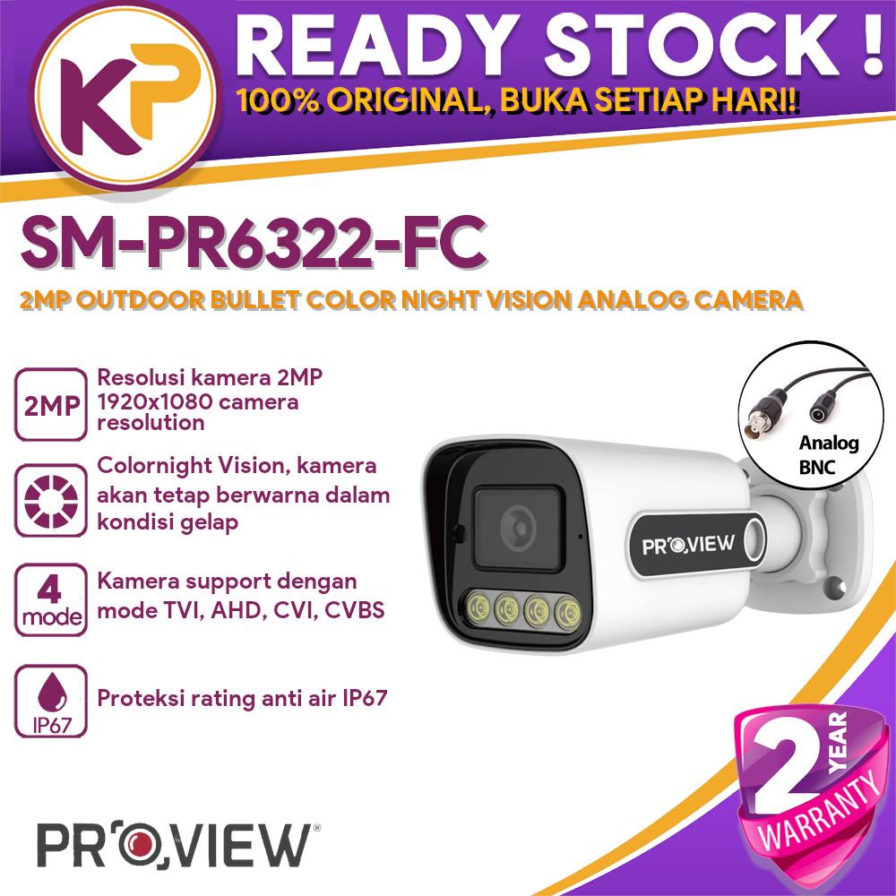 Jual PROVIEW SM-PR6322-FC 2MP OUTDOOR BULLET COLOR NIGHT VISION ANALOG ...