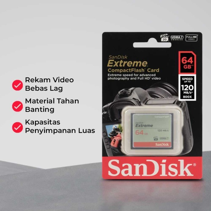 Jual SanDisk Extreme Compact Flash Card 32GB 64GB VGP 20 120MB S Shopee Indonesia