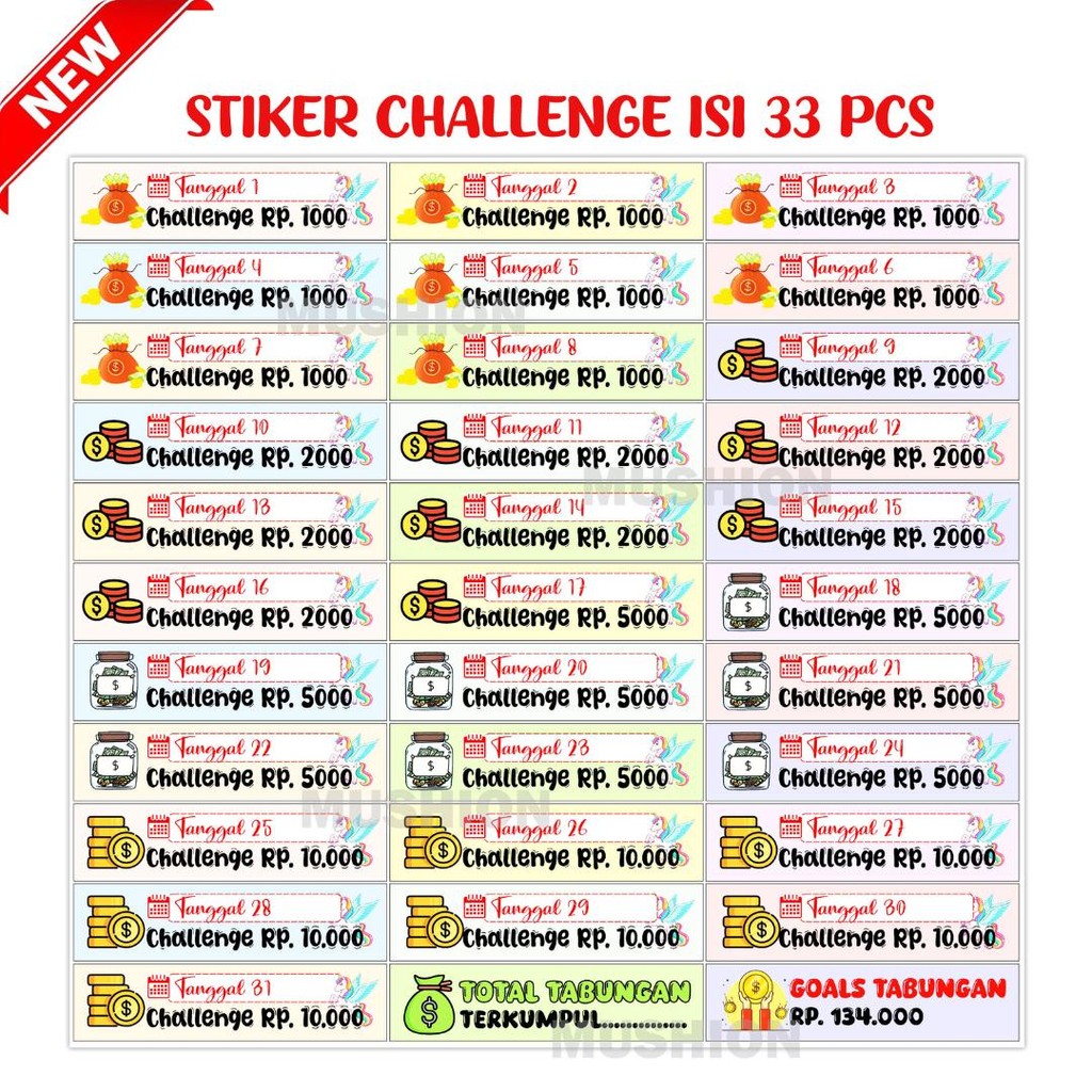 Jual [BISA COD] stiker anak karakter lucu challange menabung dompet ...