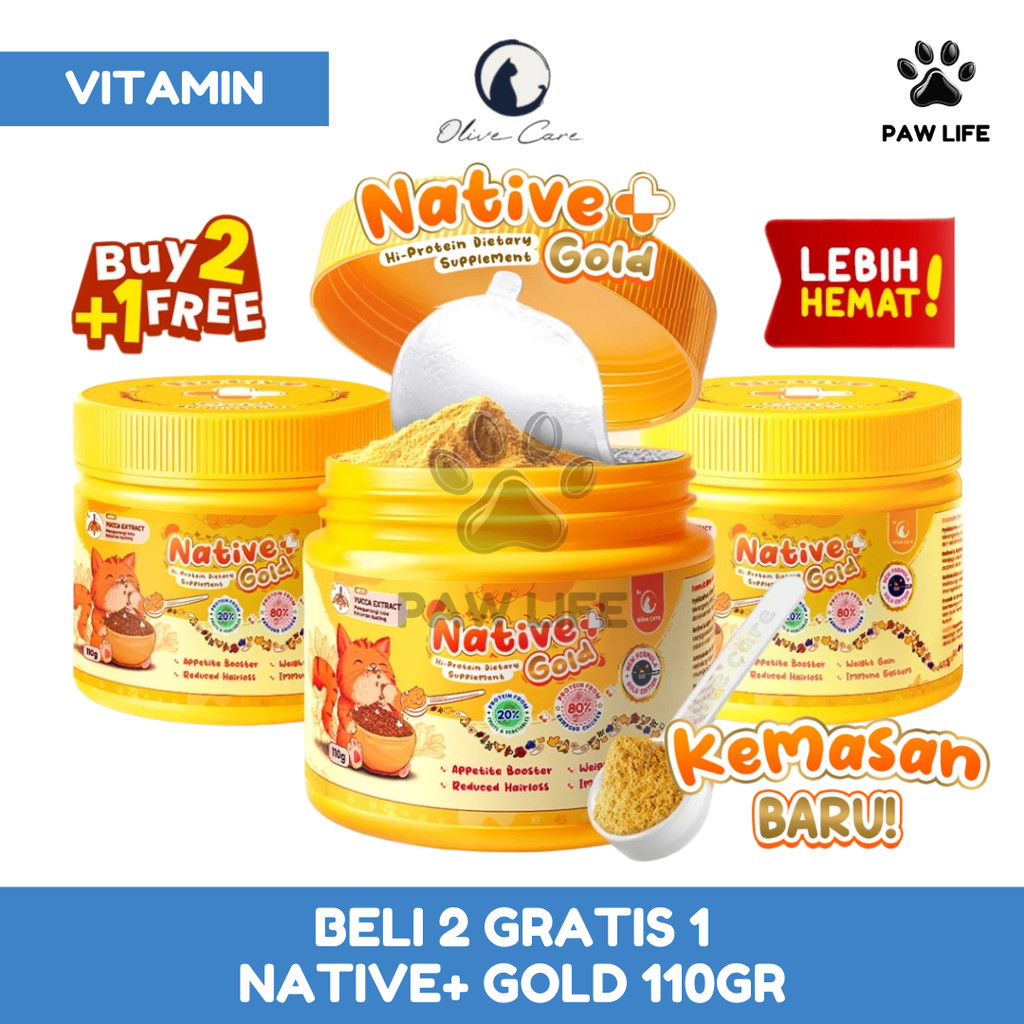 Jual PL 3 Pcs Paket Hemat Olive Care NATIVE+ GOLD Vitamin Kucing ...