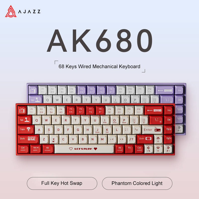 Jual AJAZZ AK680 Gaming Mechanical Keyboard ABS Keycap 68 Keys Wired ...