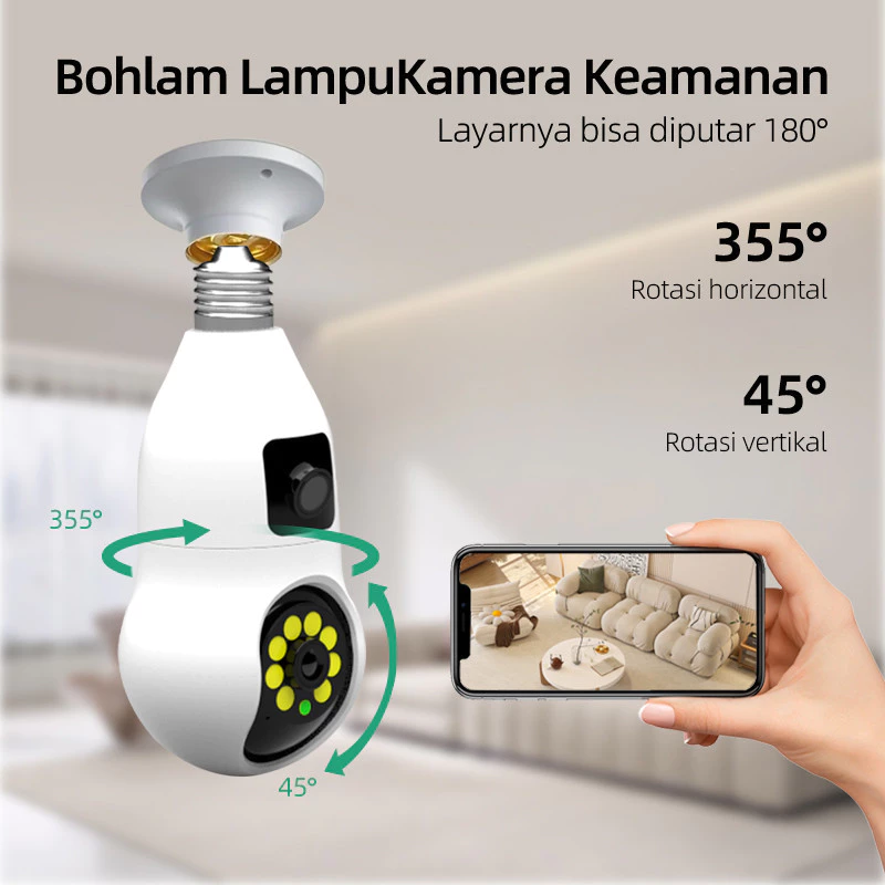 HEINVIZ CCTV 4G Bulb Dual Lens kamera bohlam dengan dua lensa dan koneksi 4G tanpa WiFi