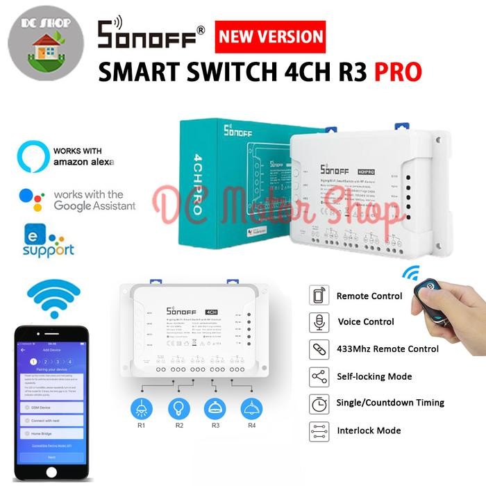 Jual Sonoff 4CH PRO R2 - 4 Channel Din Rail WiFi - RF 433Mhz Switch ...