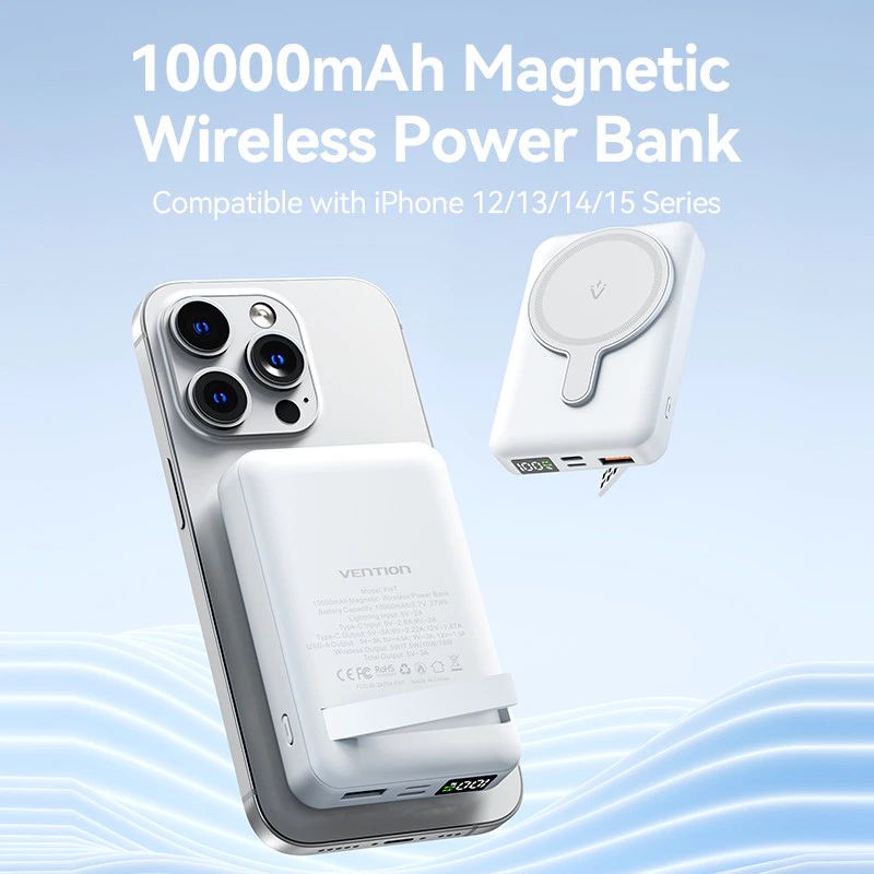 Vention Wireless Powerbank Magnetic Magsafe 22.5W iPhone Fast Charging Type C PD 10000mAh