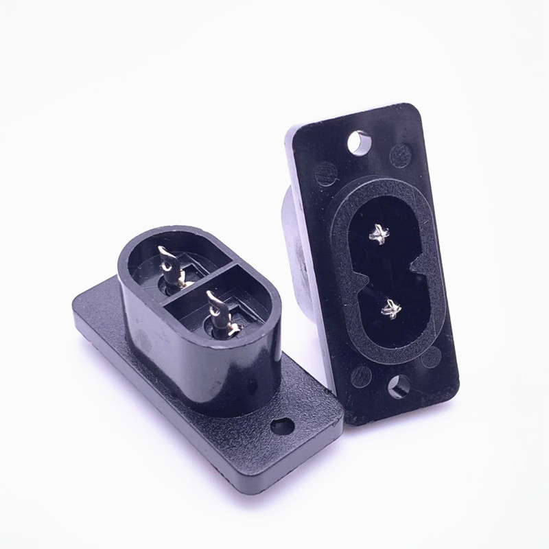 Jual 5Pcs black IEC320 C8 Black 2 Terminal Power Plug Inlet Socket AC ...