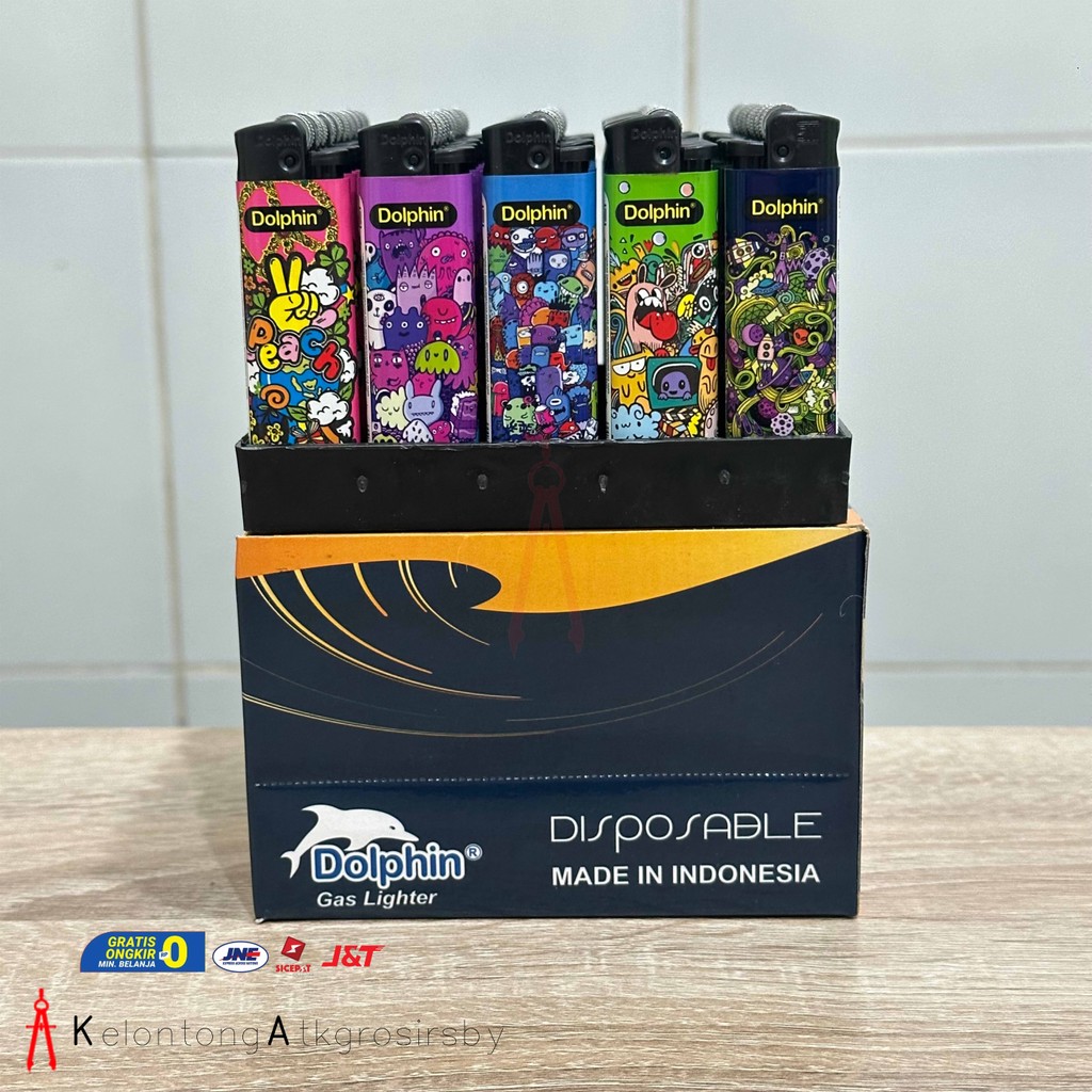 Jual Korek Gas Roda Motif Dolphin (50pcs) Warna | Shopee Indonesia