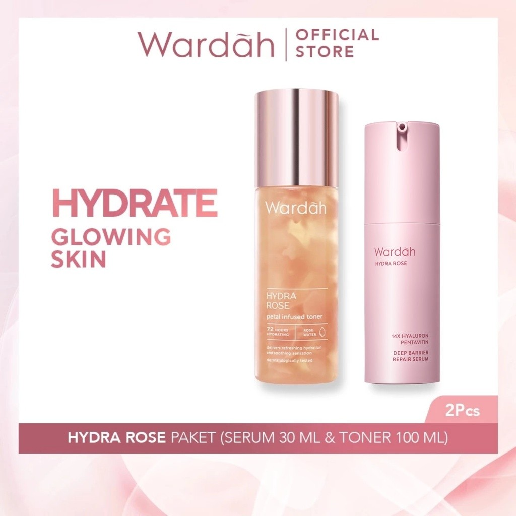 Wardah Hydra Rose Serum & Toner - Hydrating Untuk Kulit Kering