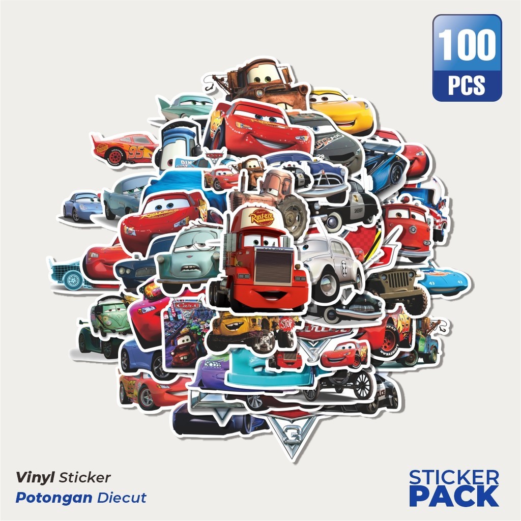 Jual 100 PCS STIKER Cars Toons Sticker Waterproof Aesthetic- Untuk ...