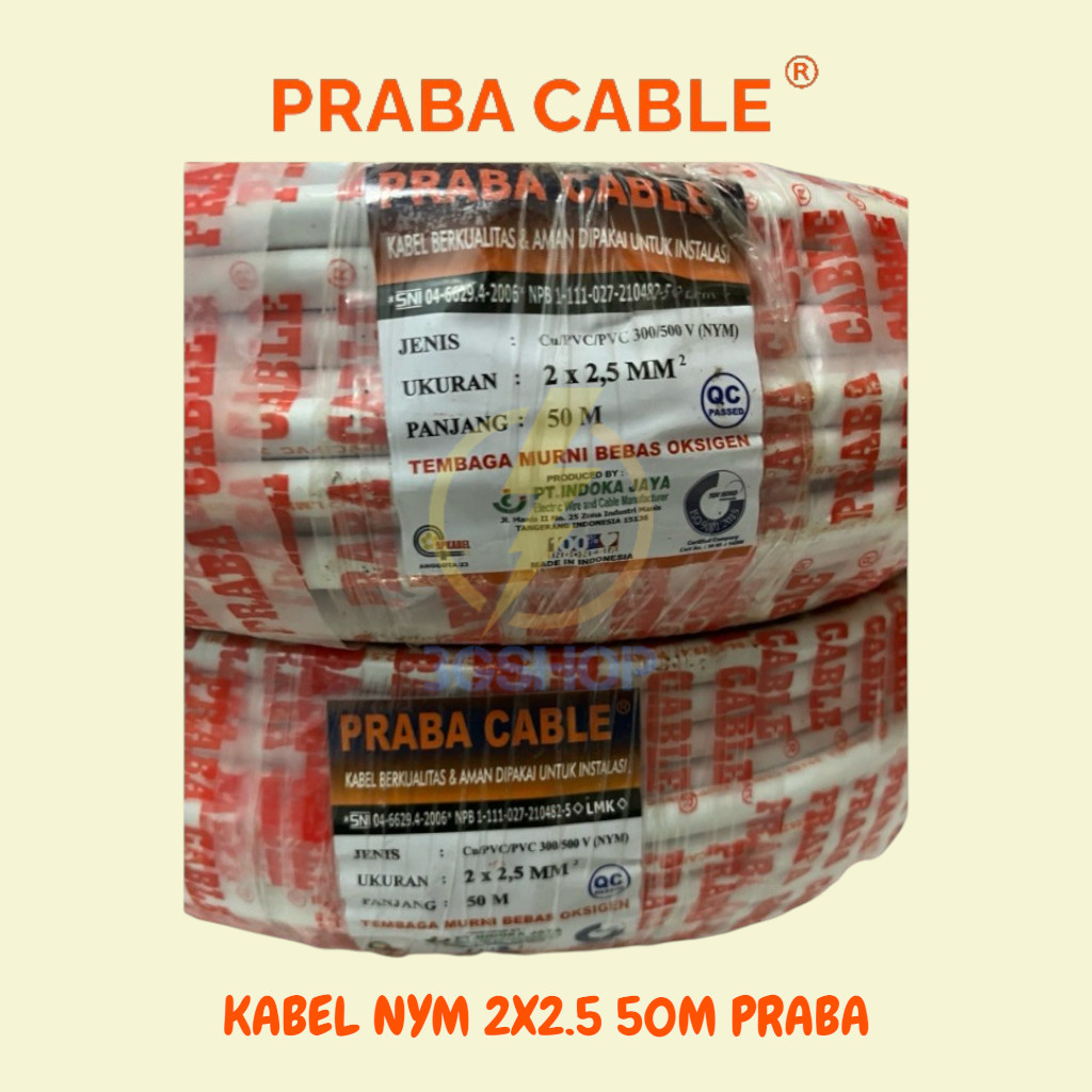 Jual KABEL TUNGGAL NYM 2X2.5 50M PRABA | Shopee Indonesia