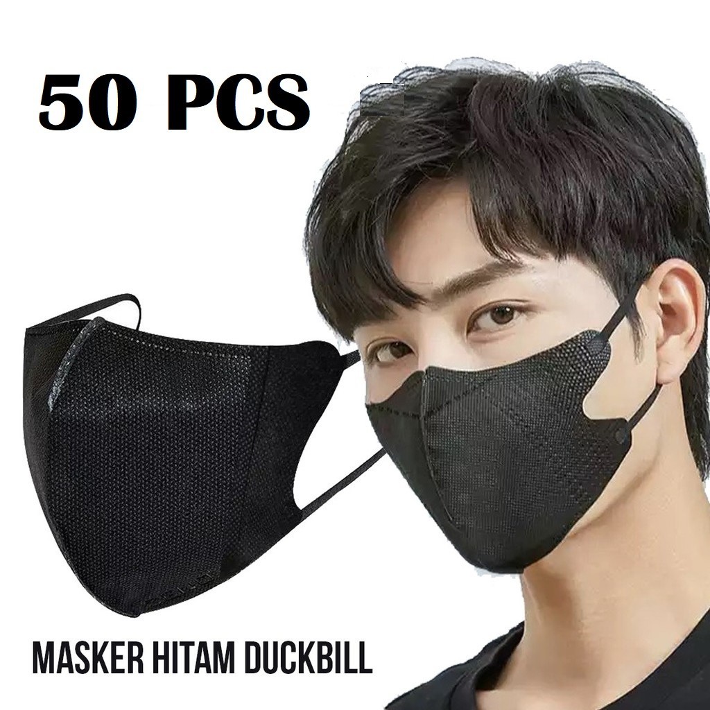 Jual WRSR27 50pcs Masker Duckbill Hitam Putih Duckbill Tanpa Box ...