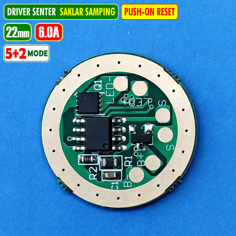 Jual Push On 6A 22mm DIY Driver Senter Led Saklar Samping Reset 5 +2 ...