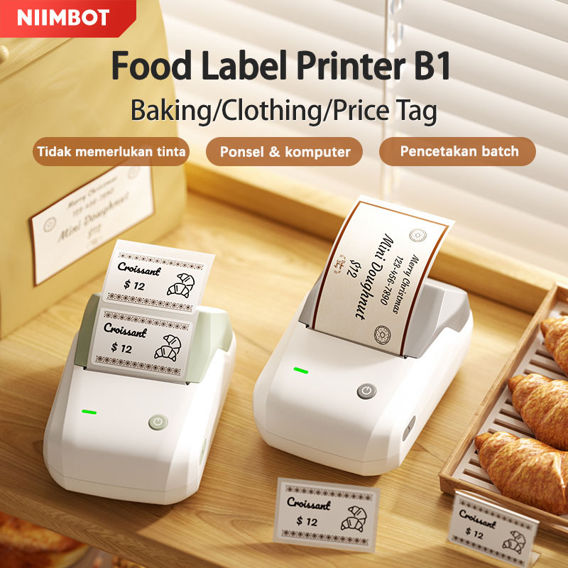 NIIMBOT B1 Printer Label Harga Barcode, Printer Stiker Tanggal untuk Toko Kelontong/Makanan Roti