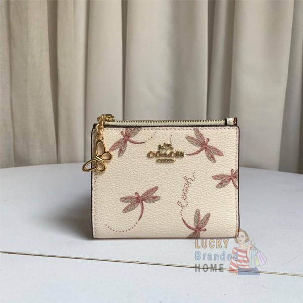 Jual READY DOMPET COACH 78002 Snap Small Wallet Card With Dragonfly Print Chalk Shopee Indonesia