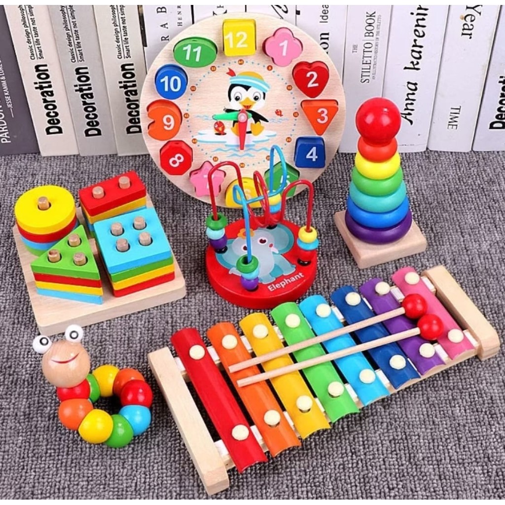Jual ALVSKY Mainan Anak Basic Kayu Edukasi Sensory Montessori Mini ...