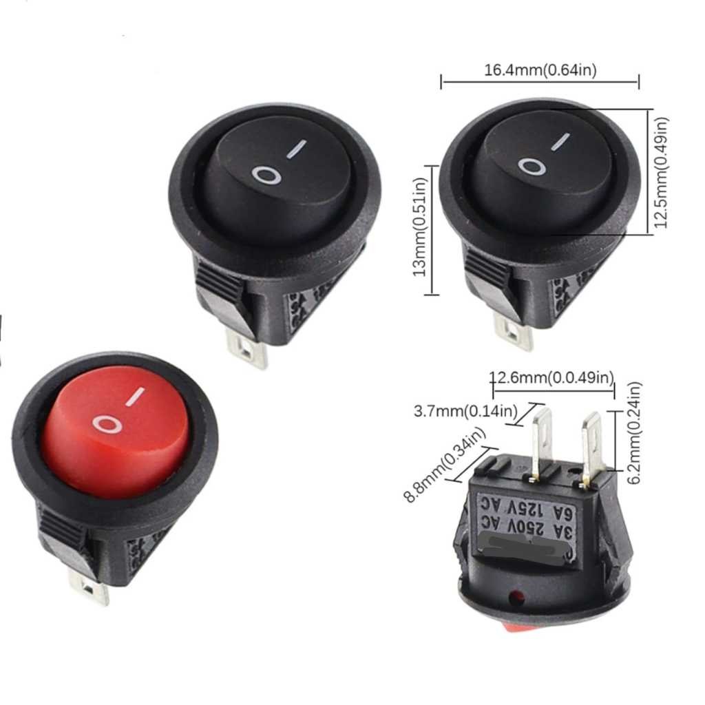 Jual Switch Rocker Saklar ON OFF 2 Pin Bulat Mini 3A 250V 6A 125V ...
