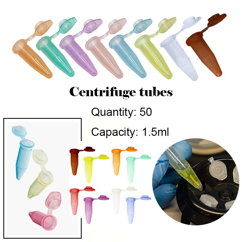 Jual 50PCS 1.5 ml plastic test tube micro centrifuge tube laboratory ...