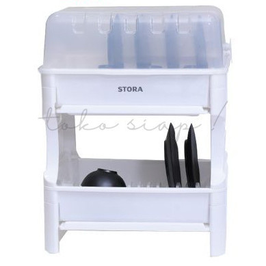 Jual Tokosiap - Stora Rak Piring 2 Tingkat Dengan Tray & Cover - Putih ...
