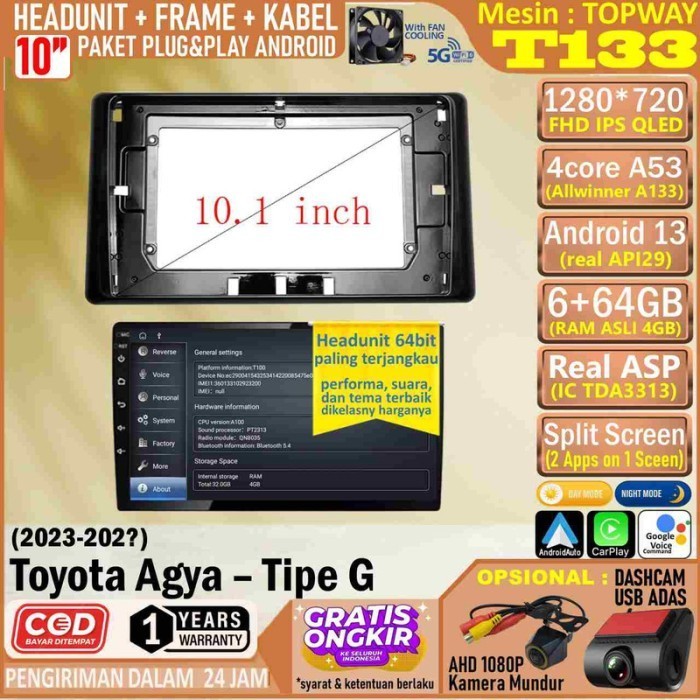 Jual Paket Headunit Android Inch Frame Soket Pnp Toyota Agya Tipe G Topway T