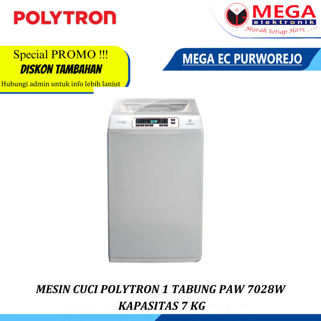Jual MESIN CUCI POLYTRON 1 TABUNG PAW 7028W KAPASITAS 7 KG | Shopee ...