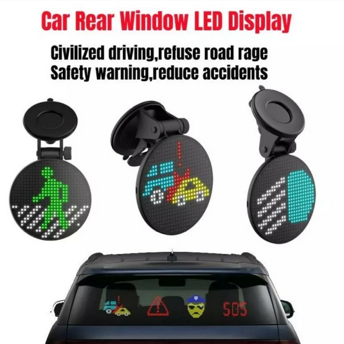 Jual Neww car led display screen rear window animated emoticon ...