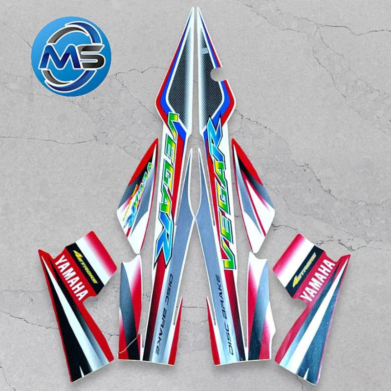 Jual Sticker Striping Motor Vega R 2004 putih Merah Stiker Lis Body ...