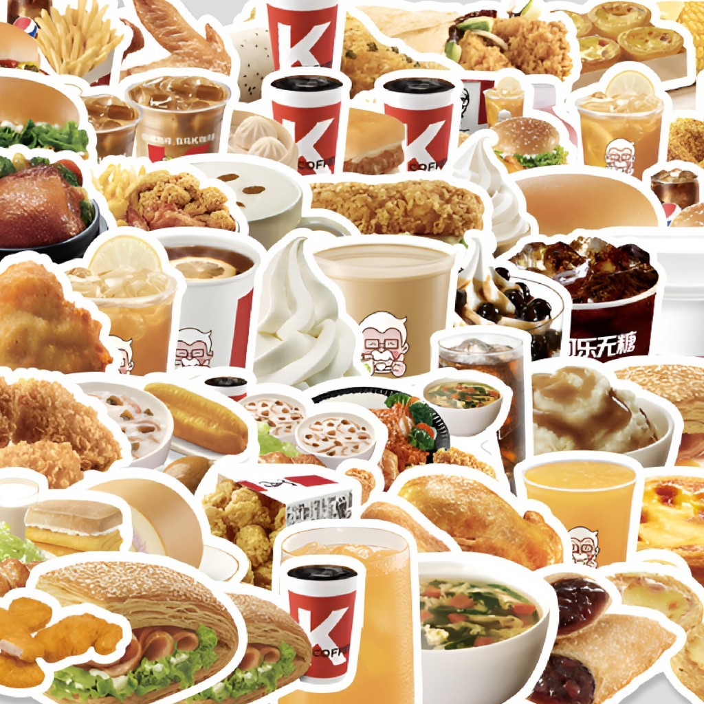 Jual Stiker Cutting Pack Stiker Makanan & Minuman KFC Lezat Isi 100Pcs ...