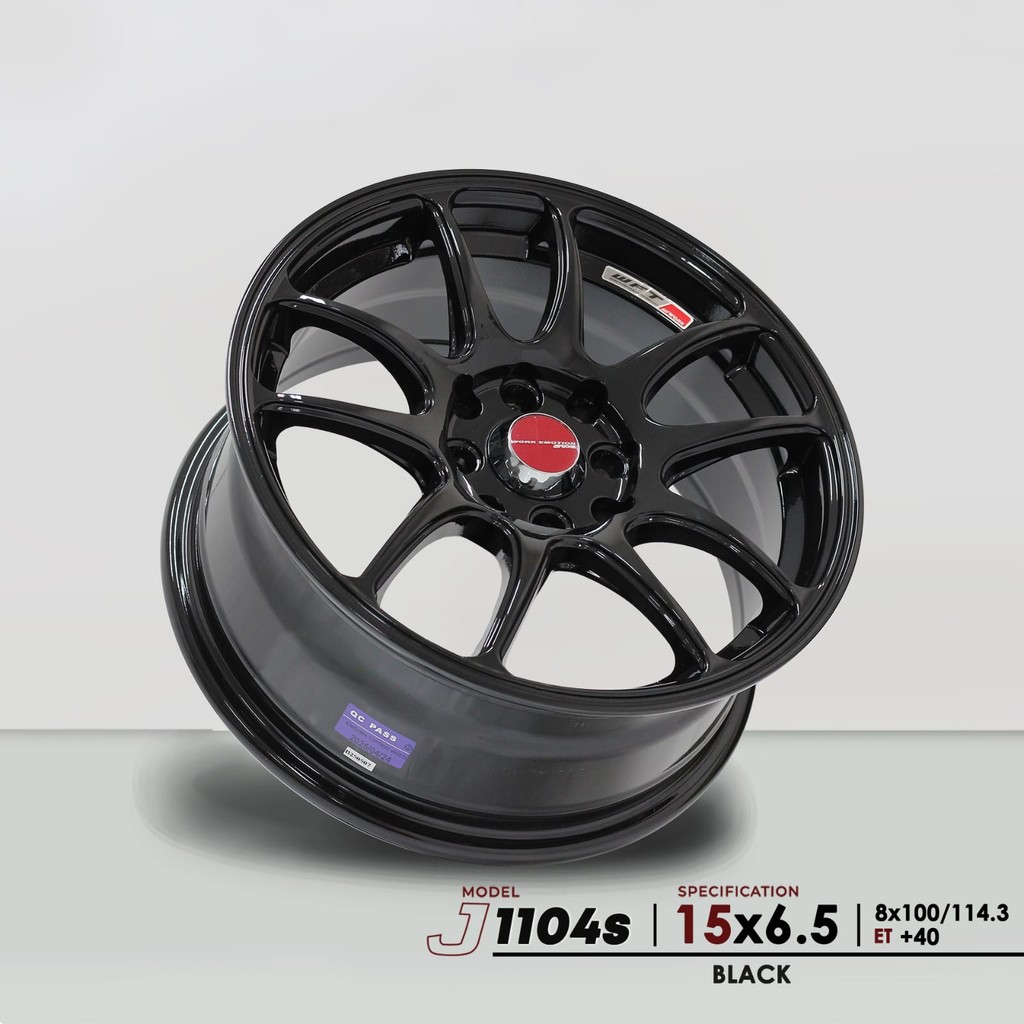 Jual 4 buah Velg Work Emotion 15x6.5 8H 100 / 114.3 et40 Black Ring 15 ...