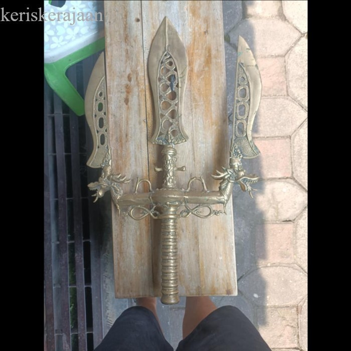 Jual trisula dua kepala naga termurah dari kuningan disepuh emas sepuh ...