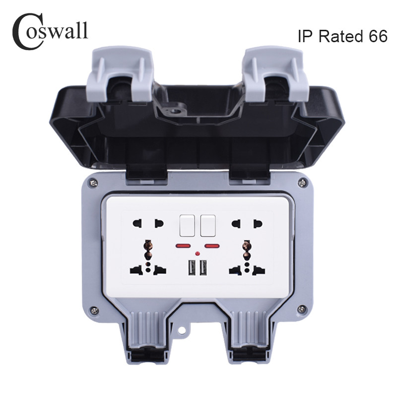 Jual Coswall IP66 Weatherproof Waterproof Outdoor BOX Wall Socket 13A ...