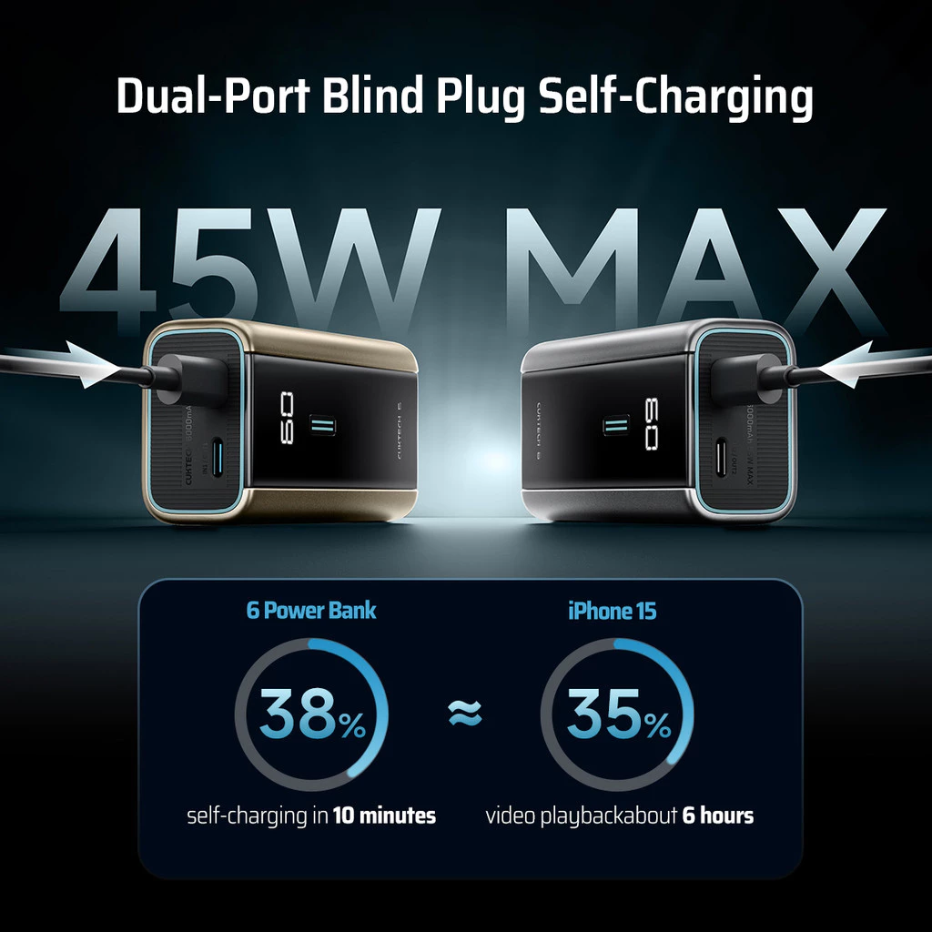 Cuktech 6 Power Bank 6000mAh 55W Type-C Fast Charging Mini Powerbank