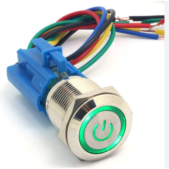 Jual Saklar On Off LED Stainless Metal Push Button Switch Power 16mm ...