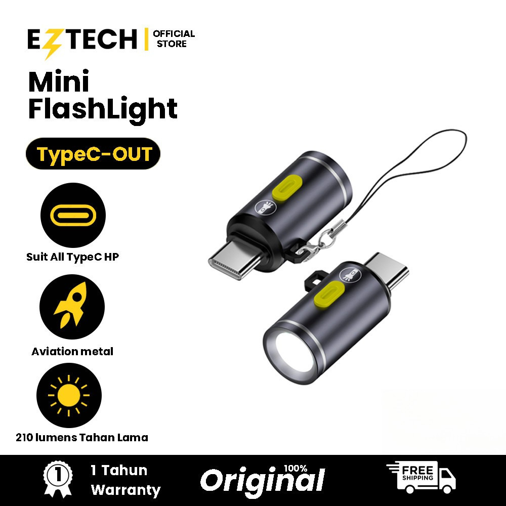 Jual EZTECH Mini LED Senter LED Mini Flashlight 210 Lumens TYPEC OUT ...