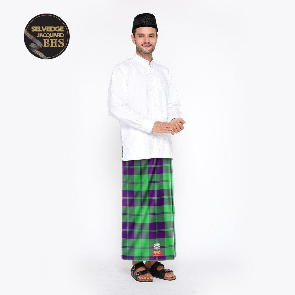 Sarung BHS Excellent Gold Motif E51 KDT Hijau Ungu 01