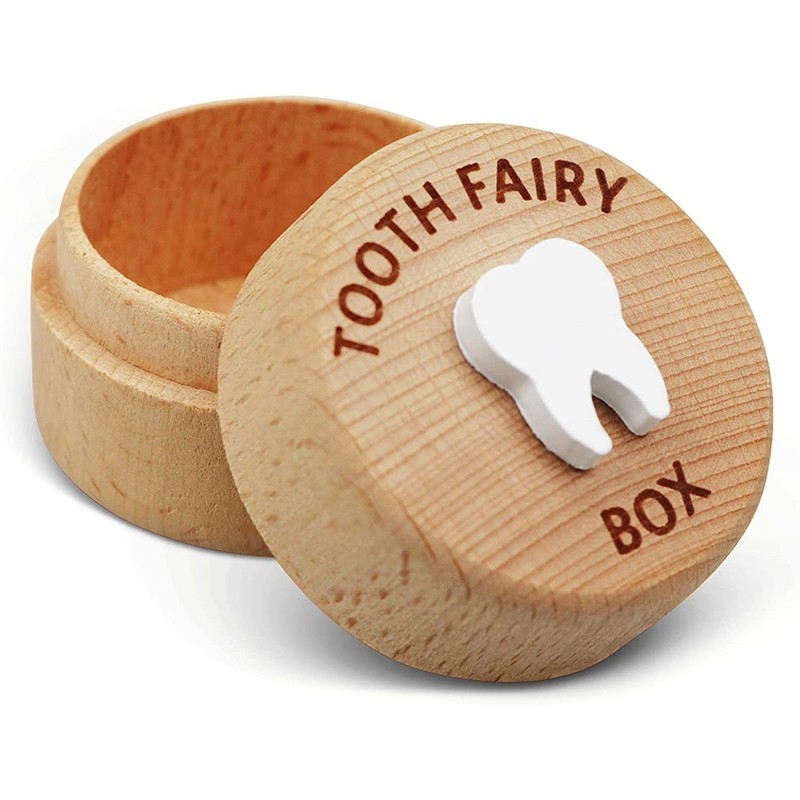 Jual Tooth Fairy Wood Box Kids Tooth Boxes Cute 3D Carved Dropped Tooth ...