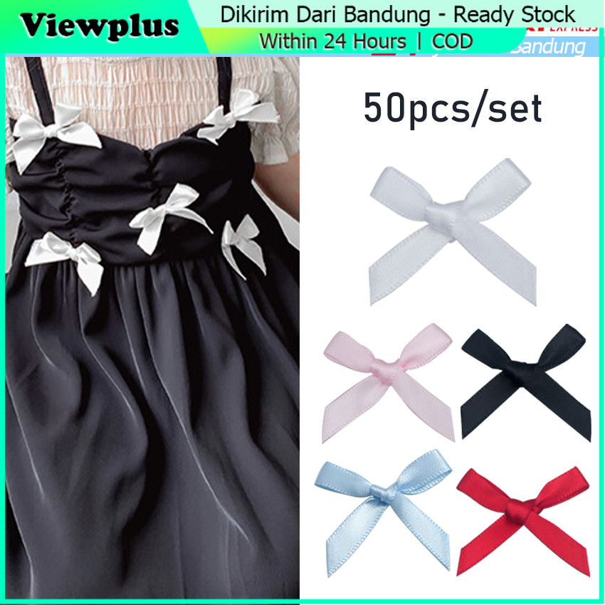 Jual (isi 50 pcs) Mini Satin Bow Ribbon Brooches Colorful Cute Bow