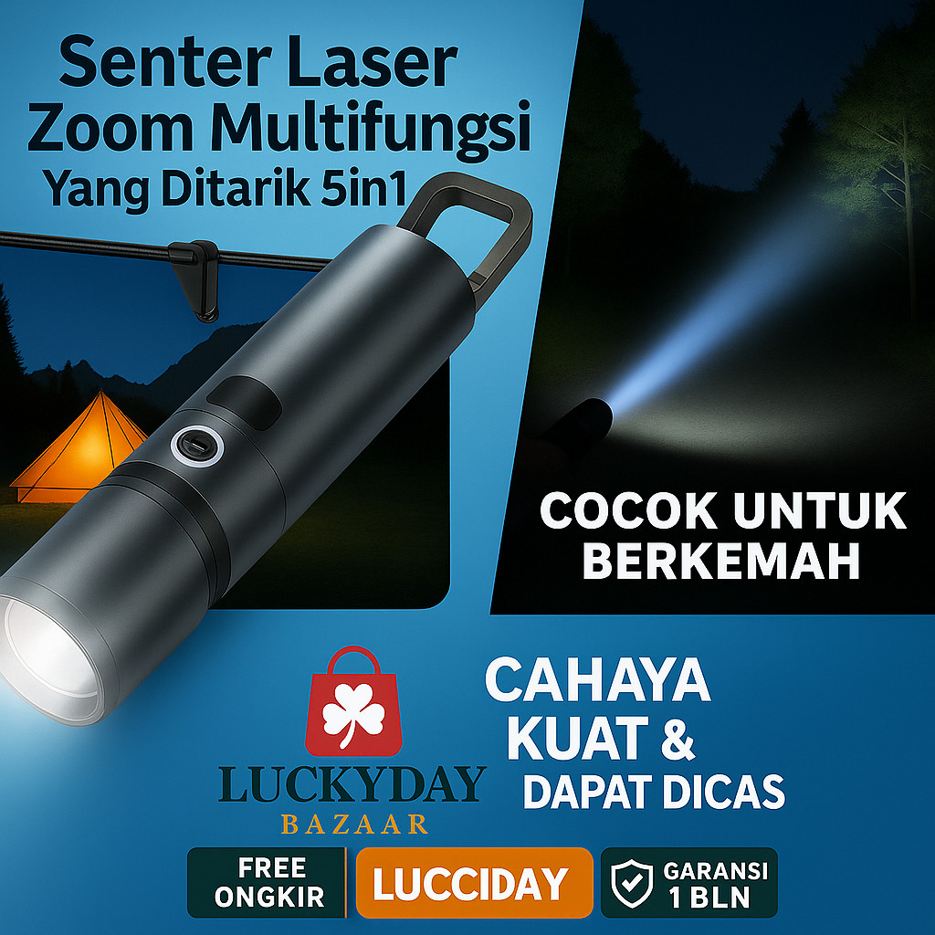 Jual MODA LAMPU/Tahan Air Outdoor Senter Laser Zoom Multifungsi Yang ...