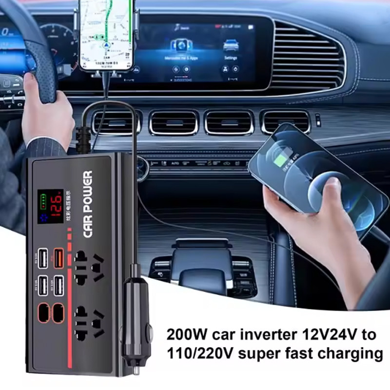 Jual Power Inverter Mobil Ubah Listrik DC 12V24V Ke 220V 4 USB Port ...