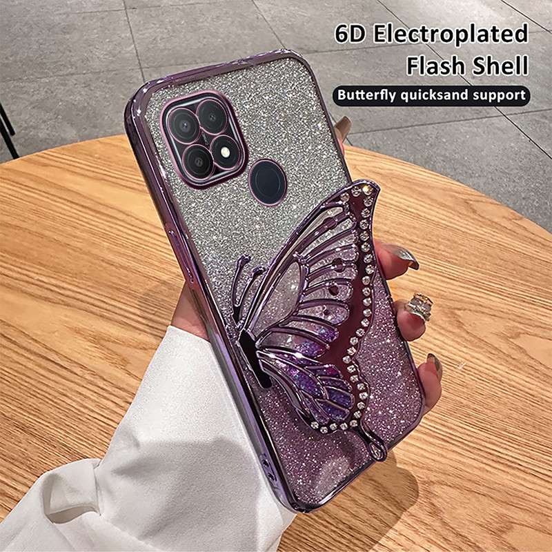 Jual For OPPO A15s A15 Phone case with diamonds butterfly holder