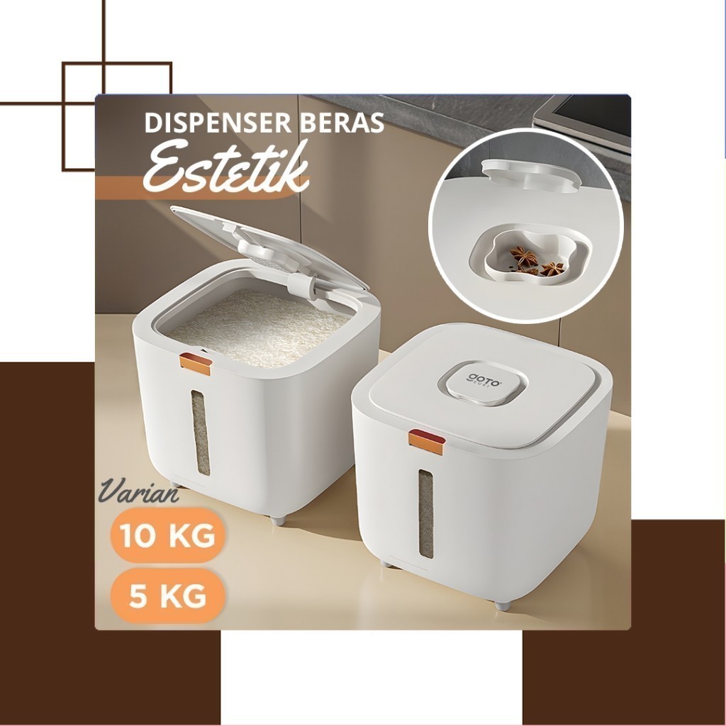 Jual Goto Suki Dispenser Tempat Penyimpanan Wadah Beras Kg Aesthetic Shopee Indonesia