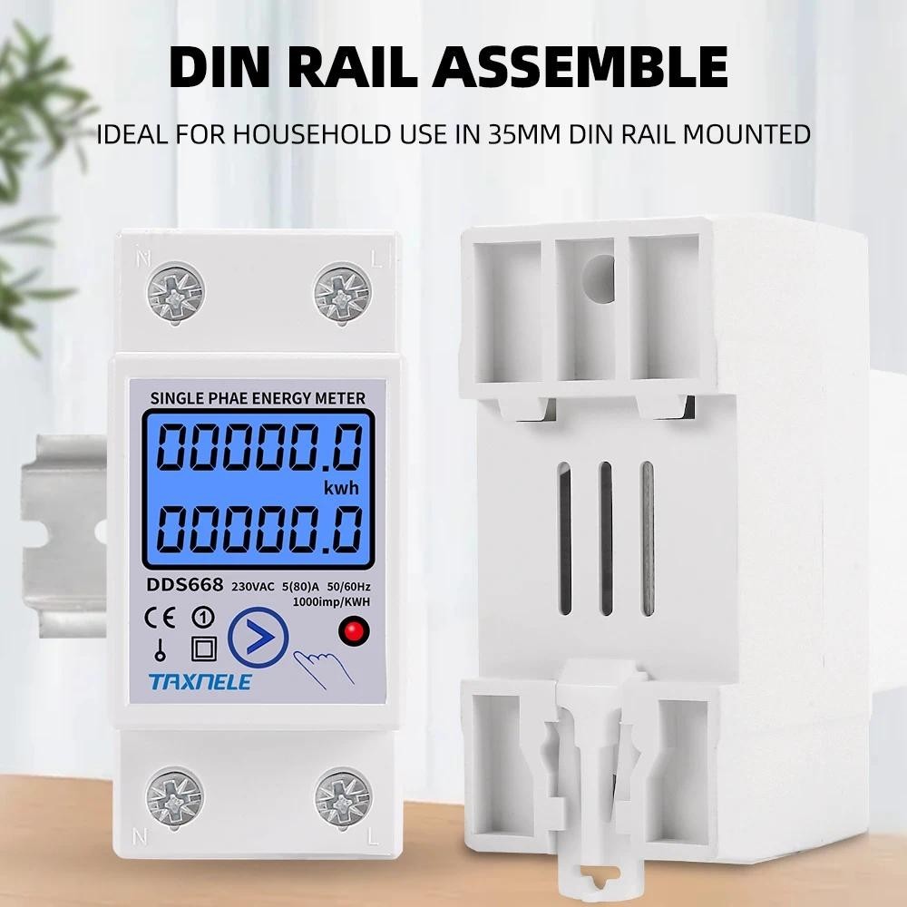 Jual TAXNELE DDS668 Din Rail Single Phase Reset Energy Meter kWh ...