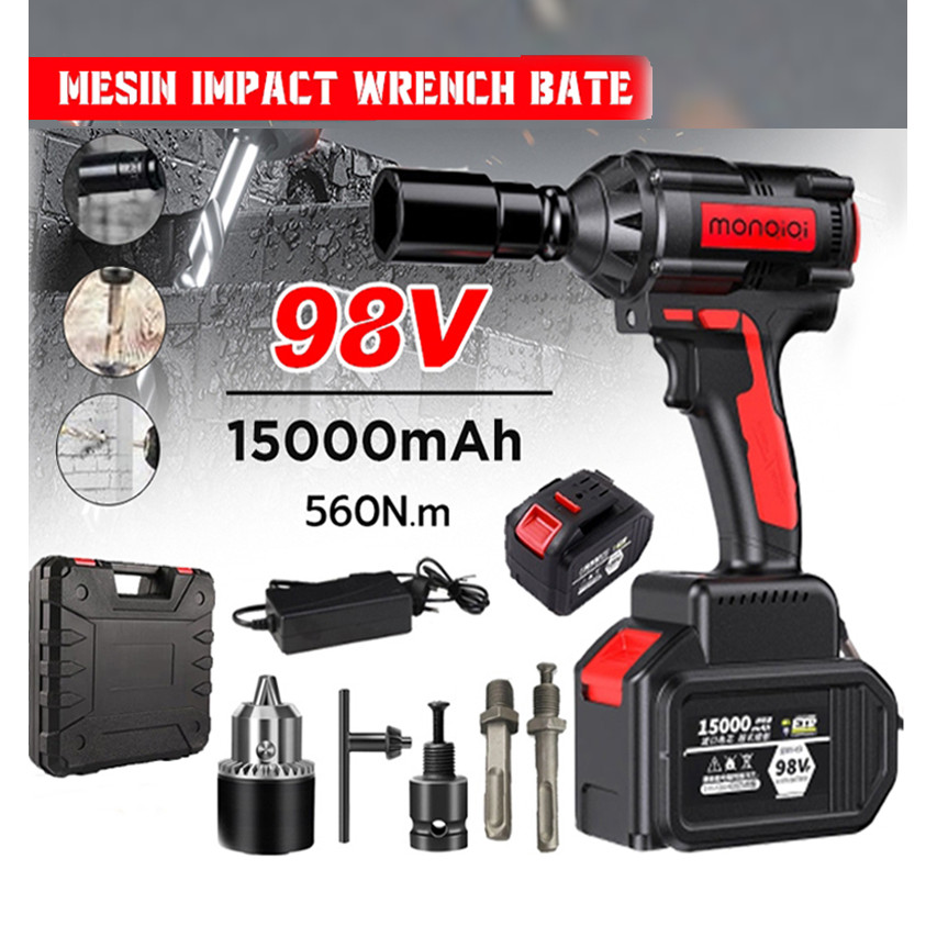 Jual 98V Impact Wrench Cordless Electric Impact Wrench 13 Buah Set 98V ...