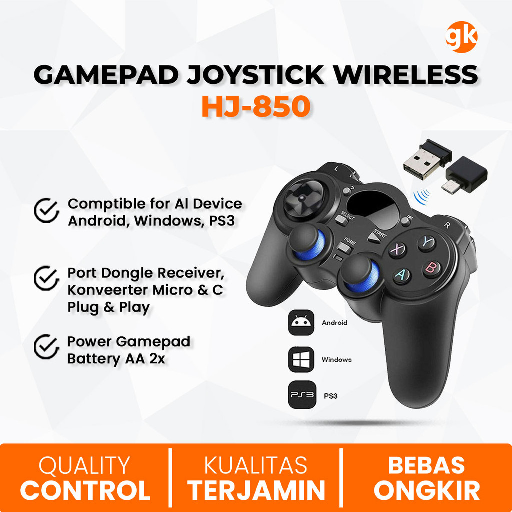 Jual Gamepad Joystick Wireless 2.4GHz Smart TV Box Windows Android PS3 ...